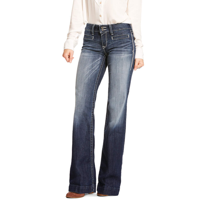 Pantalones Vaqueros Ariat Mid Rise Stretch Entwined Wide Leg Azules Oscuro Mujer - Chile 205-FGZMAU